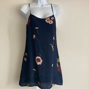 Reformation Navy Flower Mini Slip Cami Dress/Top, Sz 2